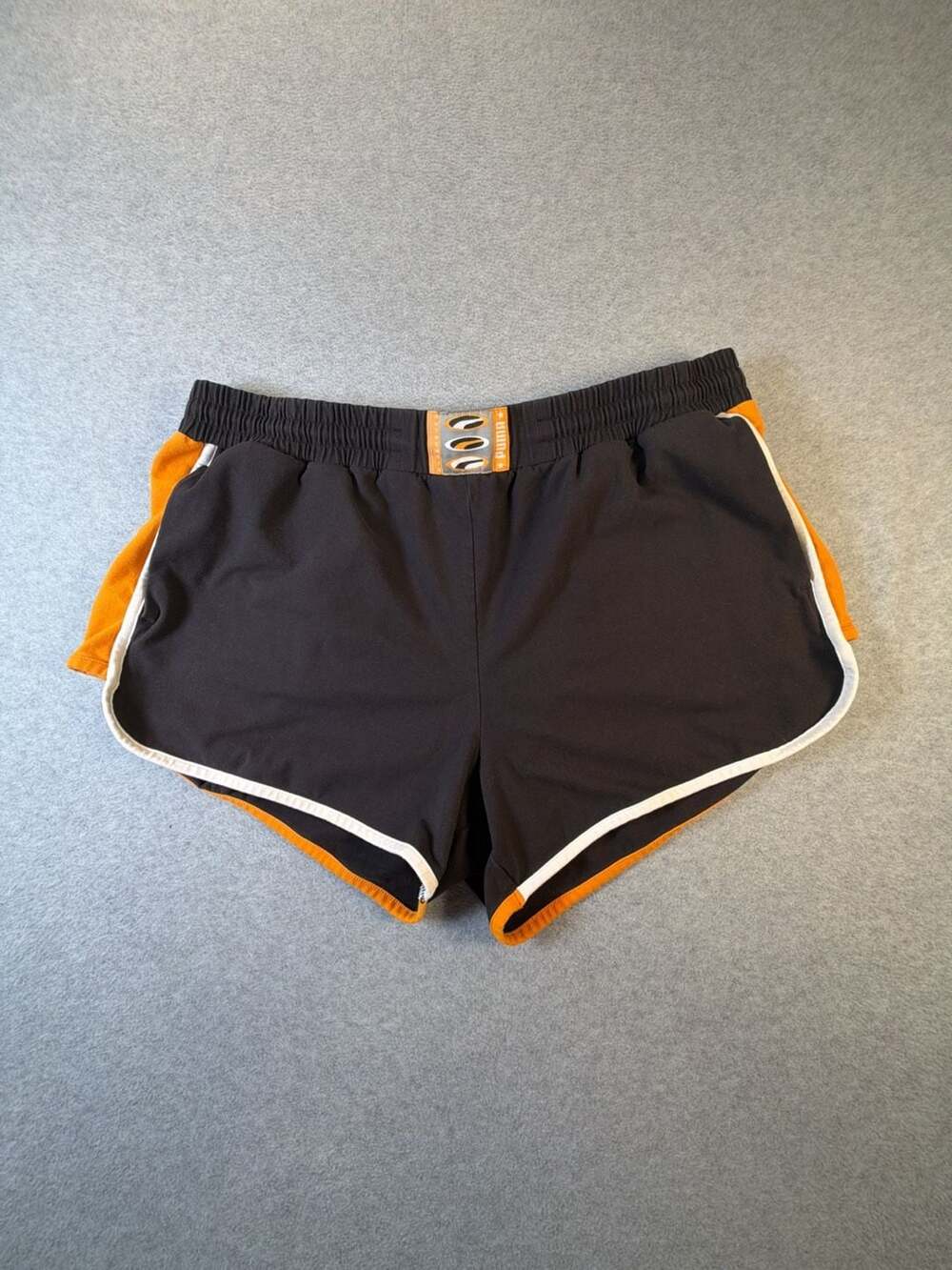 Puma Women's Black Orange White Retro Athletic Shorts Size XL